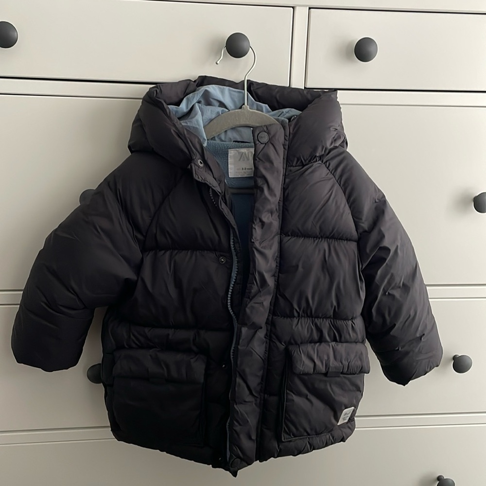 Zara Baby Puffer Jacket, Black, Size 2-3